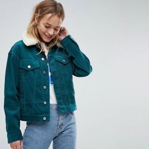 ASOS Cord Cropped Jacket with Detachable Collar